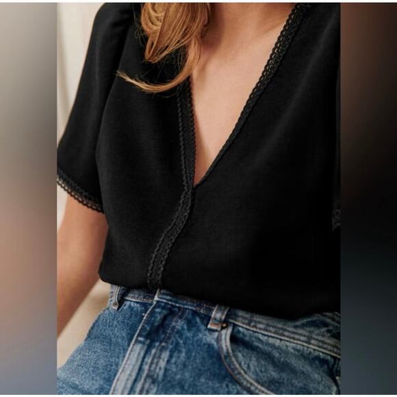 Sezane Valencia Blouse Black - Size 34 - XS/Small - Picture 2 of 8